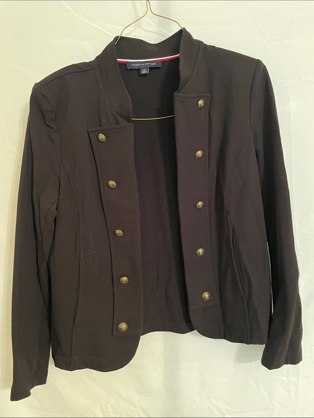 Tommy Hilfiger Black Double-Breasted Military Blazer